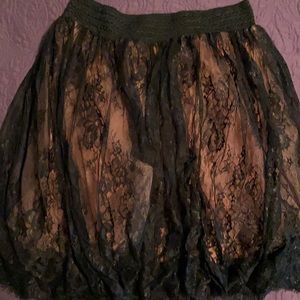 Black tulle skier with pink chiffon underneath